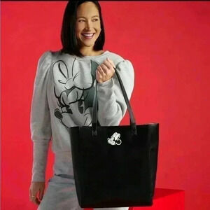 Disney Parks Minnie Mouse Faux Suede Tote Bag‎ Large Shoulder Straps
